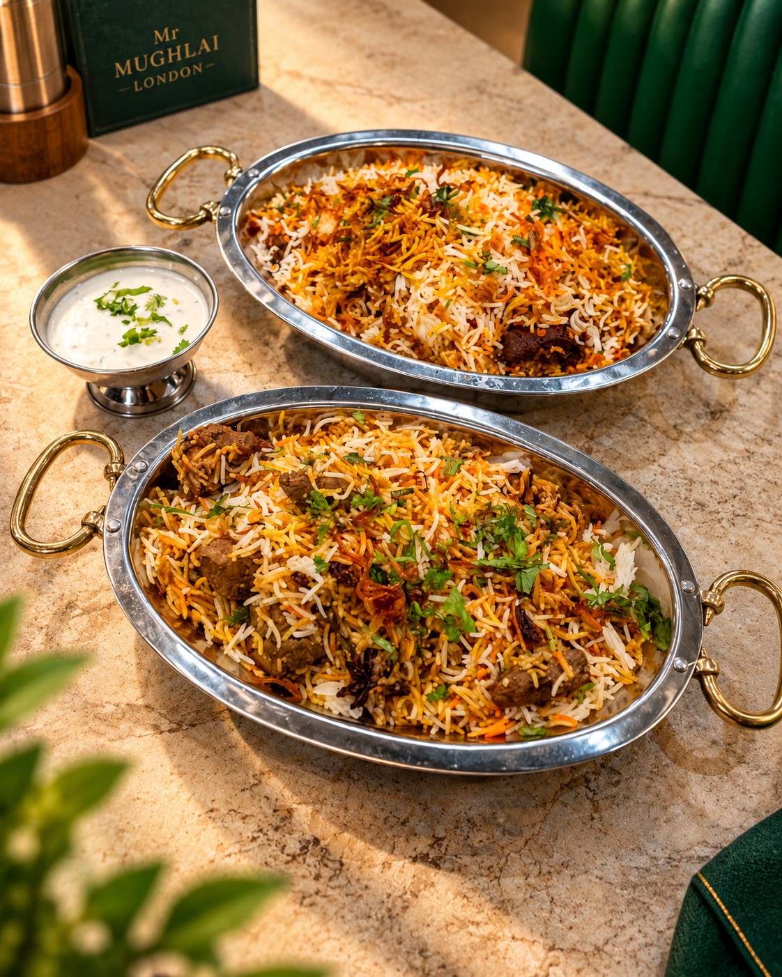 Mughlai Biryani Served with Fresh Raita